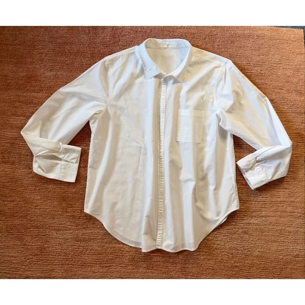 Maurices White Button Down Shirt Size L Long Sleeve Pocket